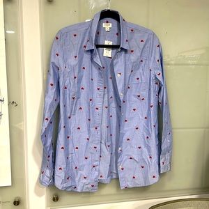 J. Crew button heart shirt